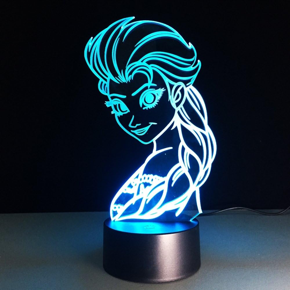 3D Optical Illusion Night Light,Pricess 7 Color Changing LED Lamp Desk Table Lamp Home Decoration Birthday Xmas Gifts for Kids