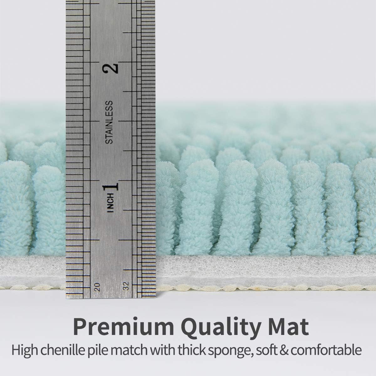 ITSOFT Non Slip Shaggy Chenille Soft Microfibers Bath Mat for Bathroom Rug Water Absorbent Carpet, Machine Washable, 21 x 34 Inches Spa Blue: Home & Kitchen