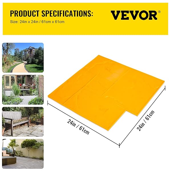 VEVOR CONCRETE TEXTURING SKIN, 24″X24″ CONCRETE STAMPS MATS SET, POLYURETHANE CONCRETE STAMPING MATS, SLATE CONCRETE STAMPS, 4 PCS REALISTIC CONCRETE TEXTURE MAT, CONCRETE STAMPS FOR WALLS/FLOORS