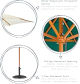 Harbour Housewares Green Garden Parasol 2.7m Pulley Wooden Umbrella view 2