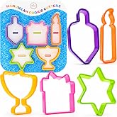 The Dreidel Company Hanukkah Shaped Cookie Cutters, Five Hanukkah Shaped Cookie Cutters - Menorah, Dreidel, Hanukkah Candle, Presents, Star of David