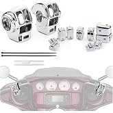 Chrome Switch Housings Caps, Hand Control Switch Housing Cover Button | Compatible with Harley Davidson Touring Street Glide Sportster XL Dyna 1996-2013