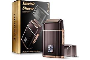 SCRORUI Foil Shavers for Men, High Speed Double Floating Blades Electric Razor, IPX6 Waterproof Dry/Wet, 2 Adjustable Speed Electric Shaver with LED Display, USB-C Dark Black & Gold