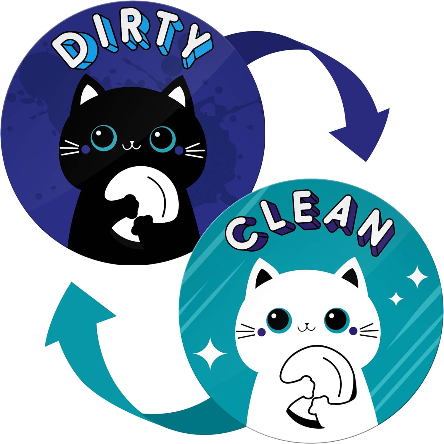 Clean Dirty Dishwasher Magnet Funny Cat - Ideal as Housewarming Gifts New Home, Gift for Mom from Daughter and Son, Kitchen Gift for Grandma - Dishwasher Magnet Clean Dirty Funny Flip