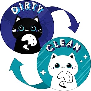 Clean Dirty Dishwasher Magnet Funny Cat - Ideal as Housewarming Gifts New Home, Gift for Mom from Daughter and Son, Kitchen Gift for Grandma - Dishwasher Magnet Clean Dirty Funny Flip