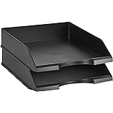 Amazon Basics Stackable Office Letter Organizer Desk Tray - Pack of 2, Black