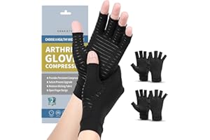 DRNAIETY 2 Pairs Copper Arthritis Compression Gloves for Women and Men, for Arthritis Hand Pain, Anti-Slip, Fingerless, Comfortable for Work, Kept in Motion (Medium)