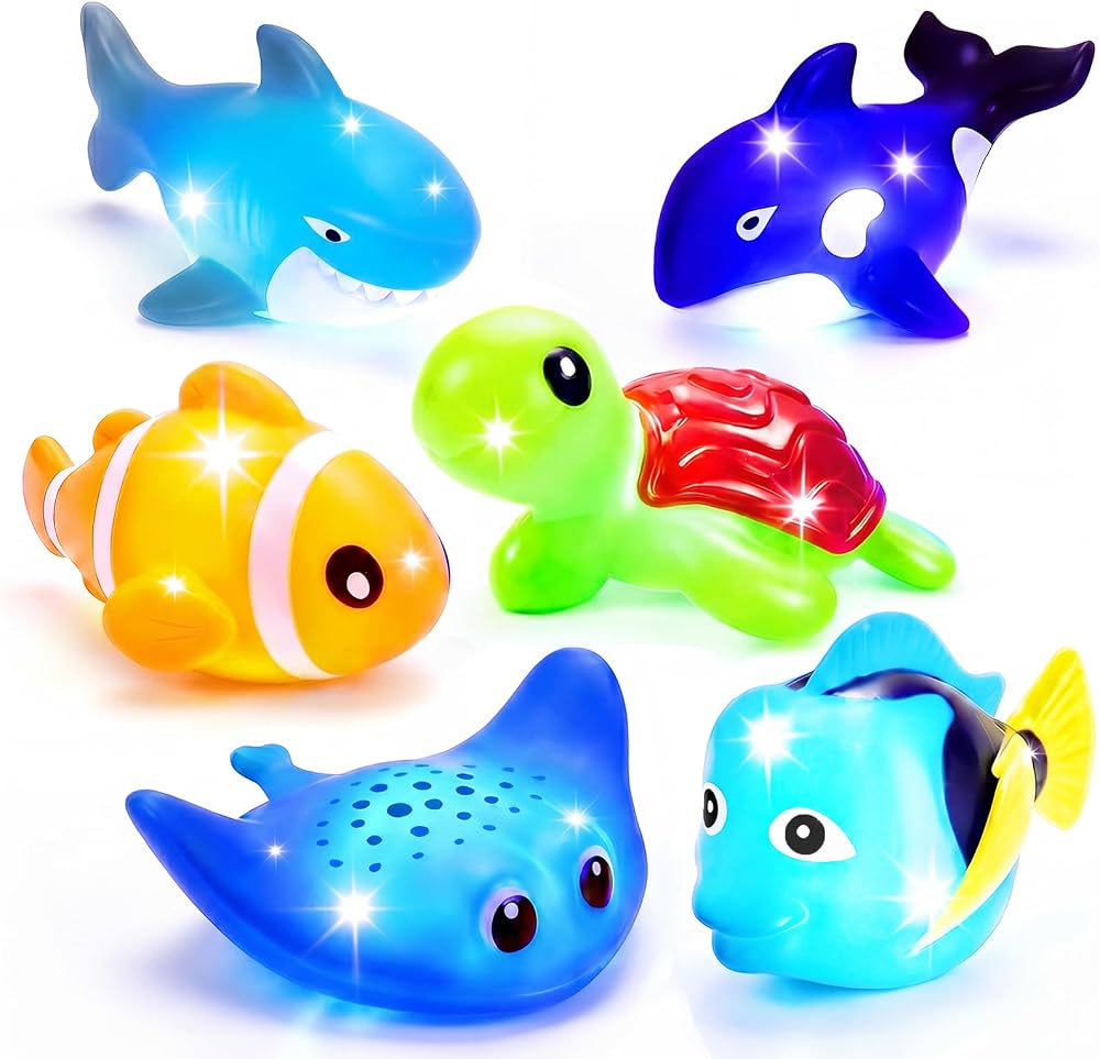 ZHLVKK Light Up Bath Toys Ocean Animals Water Activated LEDs