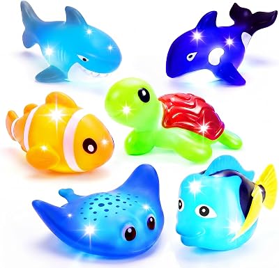 ZHLVKK Light Up Bath Toys Ocean Animals Water Activated LEDs