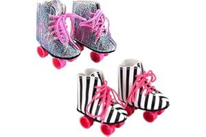 Ebuddy 18 inch Doll Shoes Doll Accessories 2 Pairs Rockin Roller Skates for 18 inch Dolls