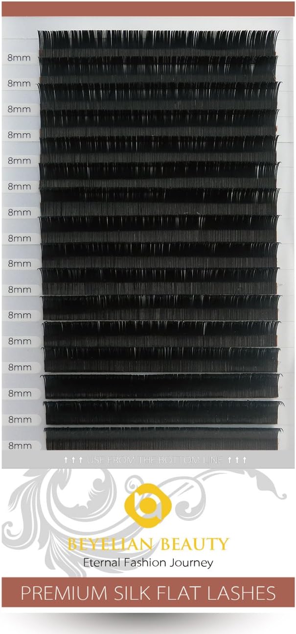 BEYELIAN Beauty Flat Eyelash Extensions Premium Silk Classic Setting Lash Natural Soft Lightweight C Curl 0.15mm 8mm