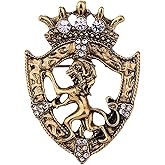 Vintage Crown Lion Brooch for Men Fashion Animal Crystal Brooches Gold Lapel Pin for Men Suit Tie Lapel Pins Jewelry Accessories