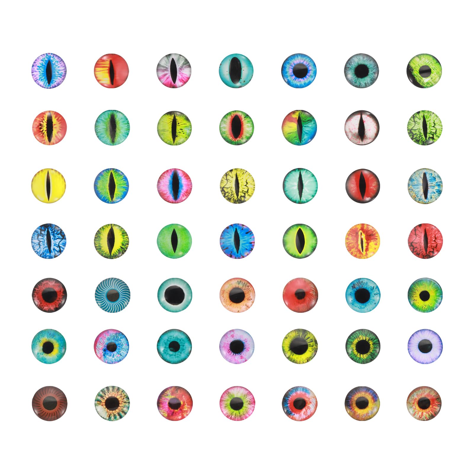 PATIKIL 10mm Dragon Eyes, 100 Pcs Round Glass Eyes Animals Crochet Eyes for Clay Doll Making Craft DIY Findings Jewelry Making, Mix Colors