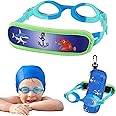 HYDROCOMFY Kid swim goggles Age 3-8,Toddler Goggles No Hair Pull, Children Swimming goggles Fbric Strap