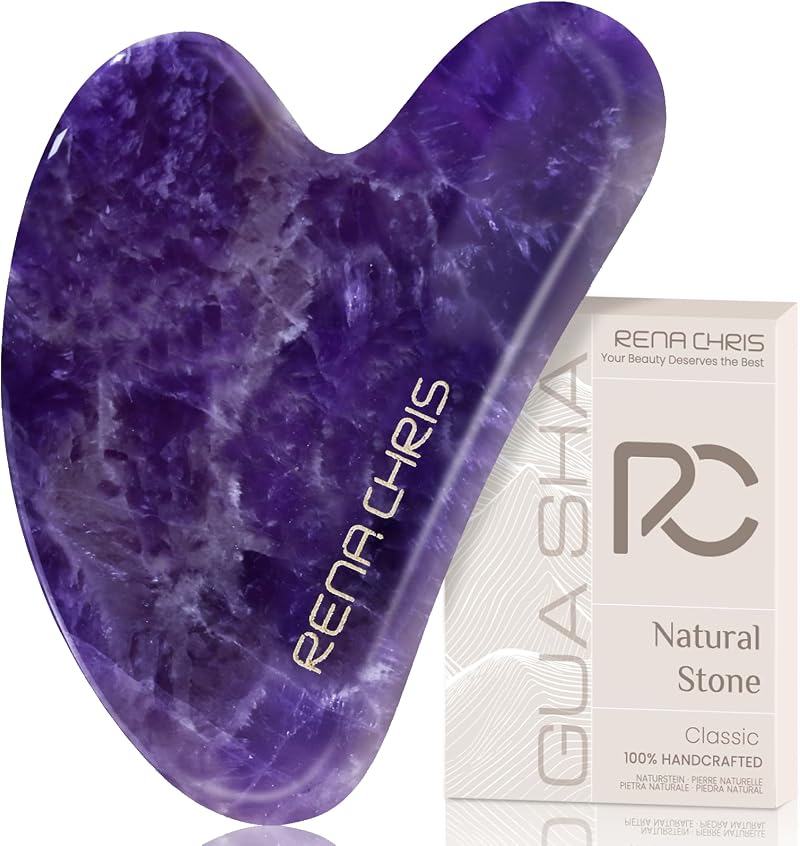 Rena Chris Amethyst Gua Sha Facial Tool Purple Natural Amethyst Stone