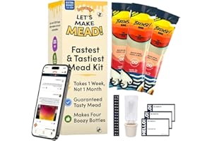 Brewsy Starter Kit for Mead Making - Custom Mead Kit - 4 Bottles in 9 Days - Use Any Juice