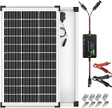Voltset Solar Panel Charger Kit: 100W 12V Solar Panel with 20A Solar Charge Controller, Monocrystalline Solar Panel for RV Battery Car Trailer Marine Boat Caravan and Other Off Grid System