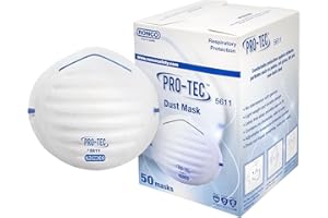 Ronco Pro-Tec 5611 Dust Masks, Safety Work Masks, Particle, Sanding, Fiberglass, Head Strap, Adjustable Nose Bridge, 50 Pack
