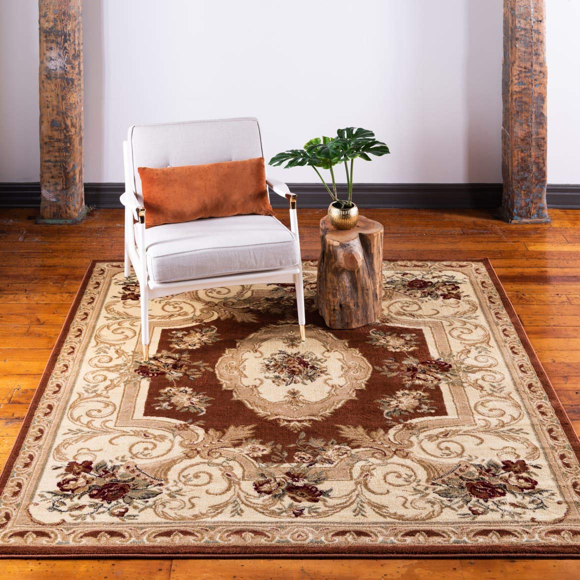 Unique Loom Versailles Collection Traditional Classic Floral Motif Area Rug (10′ 0 x 10′ 0 Square, Terracotta/ Ivory)