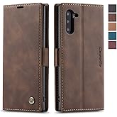 Samsung Galaxy Note 10 Wallet Case, Magnetic Stand Flip Protective Cover Retro Style PU Leather Flip Case with ID & Credit Card Slots Cash Pockets,Stand Holder for Samsung Note 10 6.3 inch(Coffee)