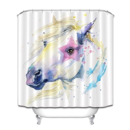 Amazon Com Lb Horse Shower Curtain Bathroom Sets Watercolor