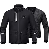 RIDEIRON Winter Motorcycle Jacket with CE Armor, Water Resistant Adventure Touring Riding Jacket for Cold Weather with Removable Warm Liner L