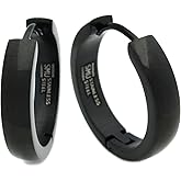 Stainless Steel Curved Face Round Hoop Men Earrings Silver-tone Blue Rose Gold-tone Black 20mm