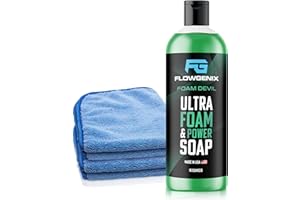 Flowgenix Ultra Foam & Power Foaming Car Wash Soap (16 oz) - Pressure Washer Foam Cannon Car Soap Shampoo - Made for Cars, Trucks, Motorcycles, RVs & More (Apple Scent) - Incl 2 Microfiber Towels