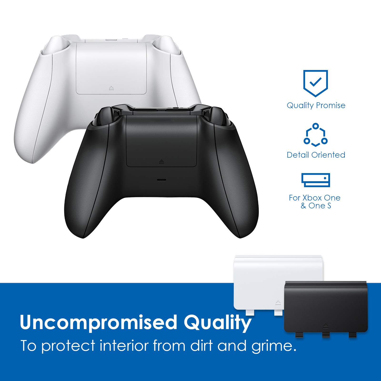 4 Pack Battery Back Cover for Xbox One/One S/One X Controller [NOT for Xbox Series X/S], Avorast Replacement Battery Back Shell Covers Compatible with Xbox One, One S, One X Controllers (Black&White)