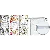 Herb & Root Body Powder Gift Set- Oprah's Favorite Things, 3 Talc-Free Scents: Lavender, Rose, Vanilla, Large Puff