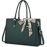 Laptop Bag for Women 15.6 inch Waterproof Laptop Tote Work Bag Leather Computer Tote Briefcase Bag Office Professional Large Capacity Handbag School Shoulder Green