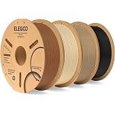 ELEGOO PLA 3D Printer Filament 1.75mm 4KG Brown/Beige/Wood Color/Black | Bundle Filament, Dimensional Accuracy +/- 0.02mm, 4 Pack 1kg Spools 3D Printing Filament, Fits Most FDM 3D Printers