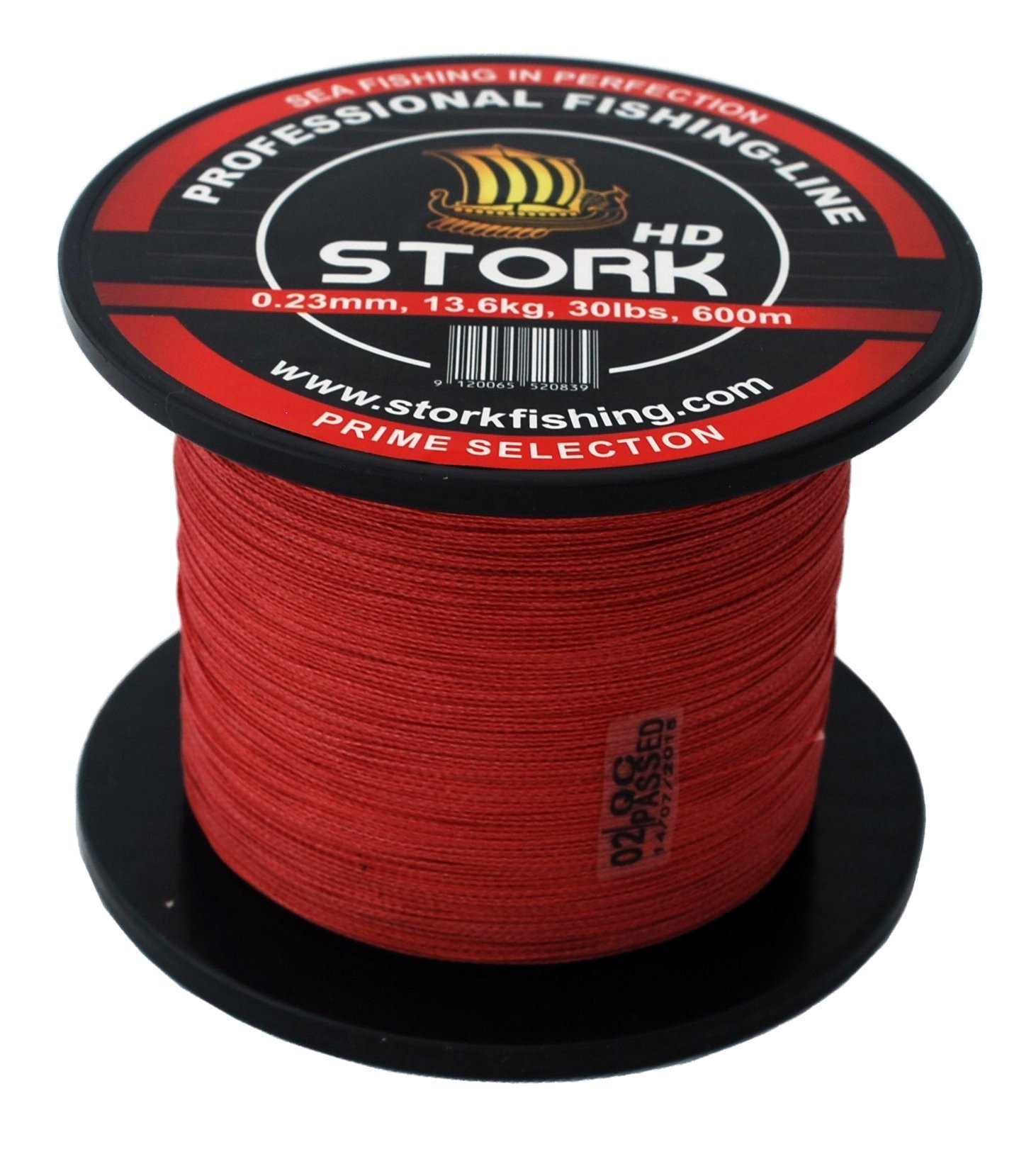Stork HD, Stork 4-Strand Braided Fishing Line 600m (Red, 50 lbs / 22.7 kg / 0.34 mm)