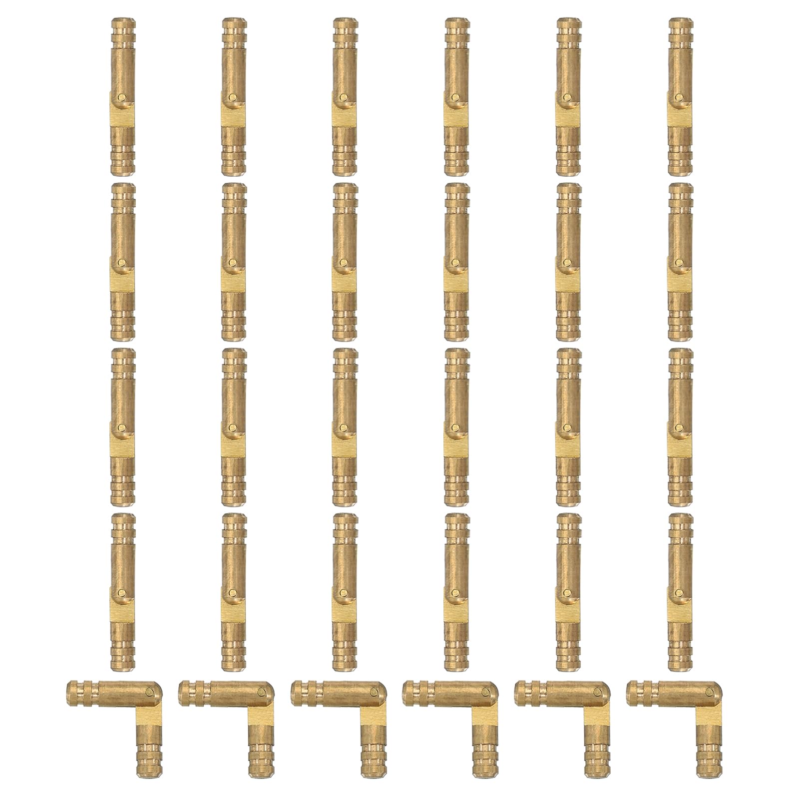 PATIKIL Hidden Brass Barrel Hinges 1"x0.16", 30 Pcs Invisible Hinges Folding Support Concealed Cylinder Hinge for DIY Jewelry Cabinet Door Wooden Box, Gold