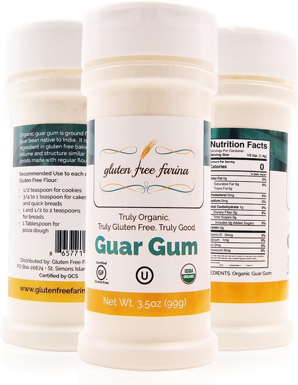 Organic Guar Gum - 3.5 Ounces - 1 Bottle - Organic Alternative to Xanthan Gum - Better for Sensitive Stomachs - Gluten Free
