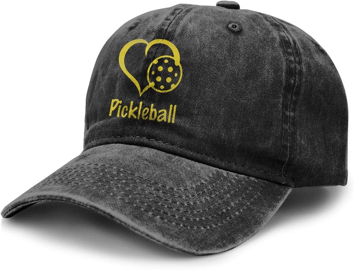 Heart Love Pickleball Casual Baseball Cap Retro Cowboy Hat Aadjustable