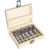 Industrial H7693 - Deep Plug Cutter 6 Pc. Set for Woodworking with Storage Wooden Box