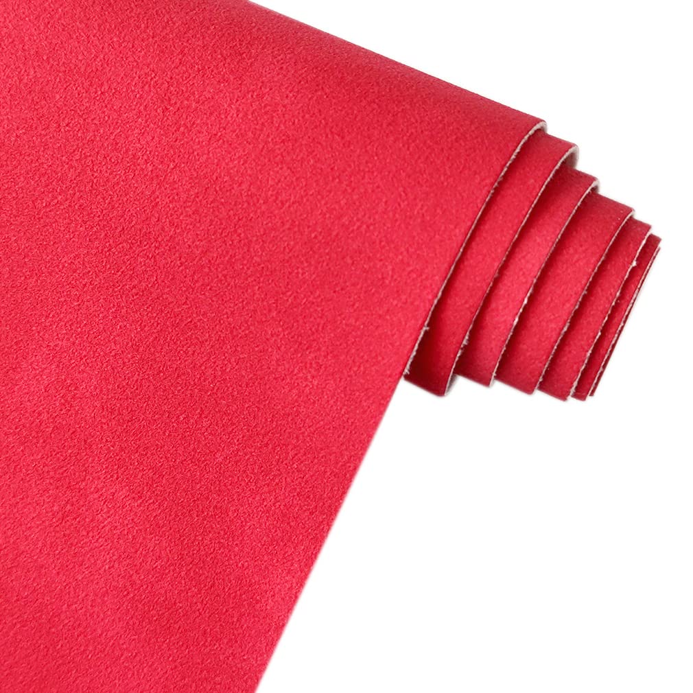 Red Soft Faux Suede Fabric 30x135cm Synthetic Faux Leather Frosted Leatherette for Sewing Crafts Bows Jewelry Making — image 1