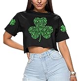 St Patricks Day Shirt Women Pattys Day Crop Top Irish Shamrock Tshirt Lucky Short Sleeve Tops