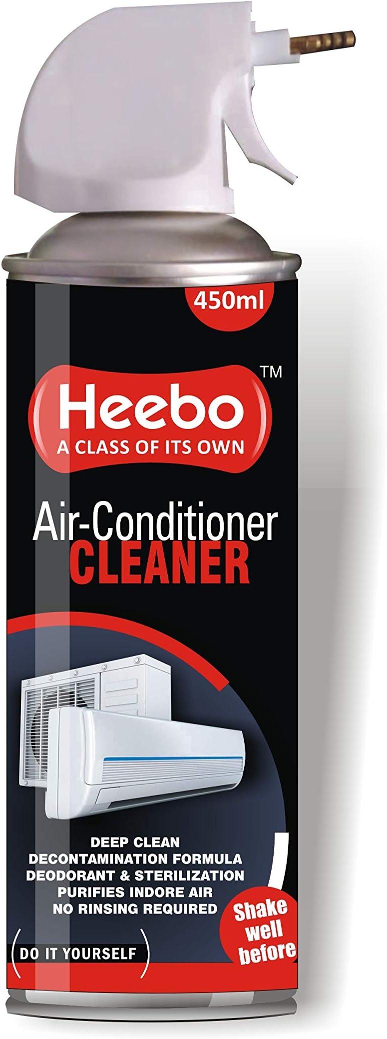 Heebo Air Conditioning Cleaner & Purifier 450 ML: Pack of 1 | Deep Clean Decontamination Formula Deodorant & Sterilization | Purifiers Indore Air | No Rinsing Required (1)