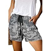 ONLYSHE Womens Casual Drawstring Shorts Summer Elastic Waist Shorts Pocketed Pants