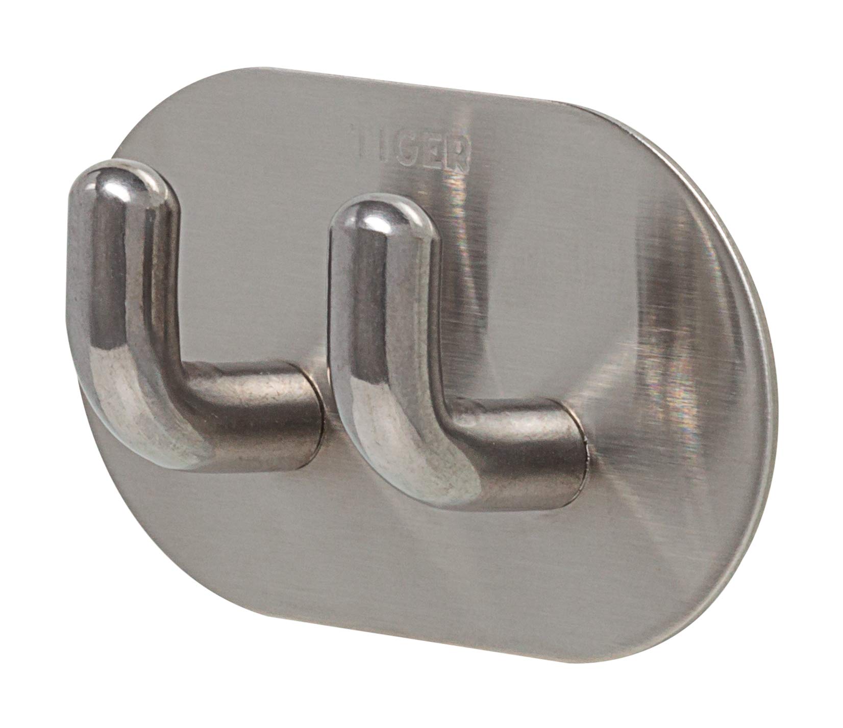Tiger Rondo, Towel hook double, Brushed stainless steel, 24x64x40mm