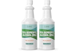 Jermee Isopropyl Alcohol (IPA) 70% Purity - USP/Medical Grade - First Aid Antiseptic, Topical Rubbing Alcohol, Made in The USA, 32 Ounce, 2 Pack