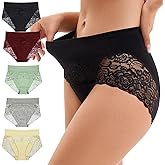 Yisica Sexy Lace Women Panties High waisted Soft Comfortable Underwear cotton Female Briefs 5 Pack