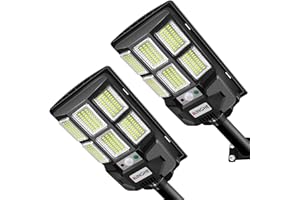 KingHe Solar Street Lights Outdoor: Dusk to Dawn Solar Parking Lot Lights with 3 Modes Motion Sensor Remote Control, 6000K 276 LEDs Commercial Solar Lamps for Outside, Yard, Garage, Barn, 2 Packs