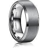 Jstyle Tungsten Mens Wedding Band 8MM Wedding Ring for Men Matte Surface - Beveled Polished Edge Anniversary Promise Rings, Men Ring Jewelry Comfort Fit Size 6-14