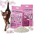 VETRESKA Cherry Blossom Tofu Cat Litter,Natural Kitty Litter Strong Clumping Flushable Cat Litter Pellets Ultra Absorbent,Dust-Free,Low Tracking,Deodorant Tofu Litter Compostable(5.5lb×2bags)