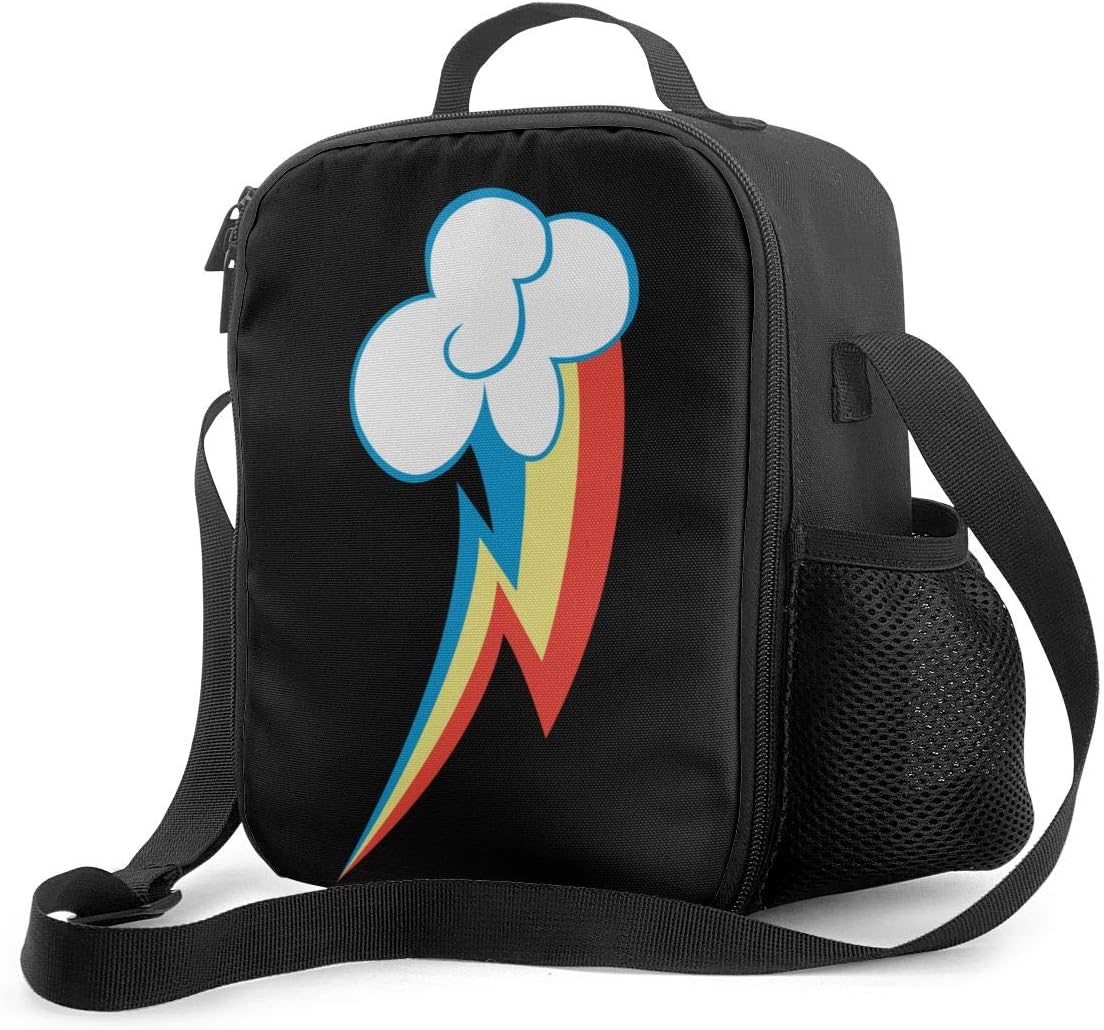 Rainbow Dash Insulated Reusable Cooler Lunch Bag - Durable Compact Office Work School Lunch Box Adjustable Shoulder Strap For Women,Men And Kids
