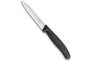 Victorinox Paring Knife, 4” Serrated, Spear Point Blade, Black