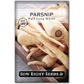 Sow Right Seeds - Half-Long White Parsnip Seed for Planting Outdoors | Plant cold hardy non-GMO heirloom variety in outdoor home root vegetable garden. Veggies for growing outside spring or fall.